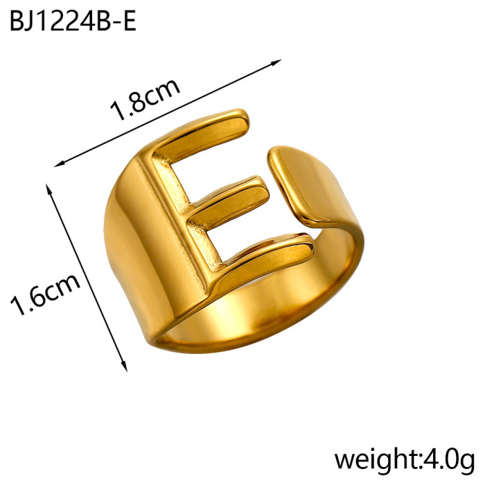 26 English Alphabet Rings for Women, Adjustable Open Rings, Fashionable Style, Trendy Internet Celebrity Ins Style Ri...