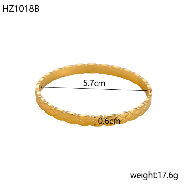 New Product Stone-Studded Twist Bracelet Design Personality Fashion 14K Gold Stainless Steel Fashion Bracelet, Earr...