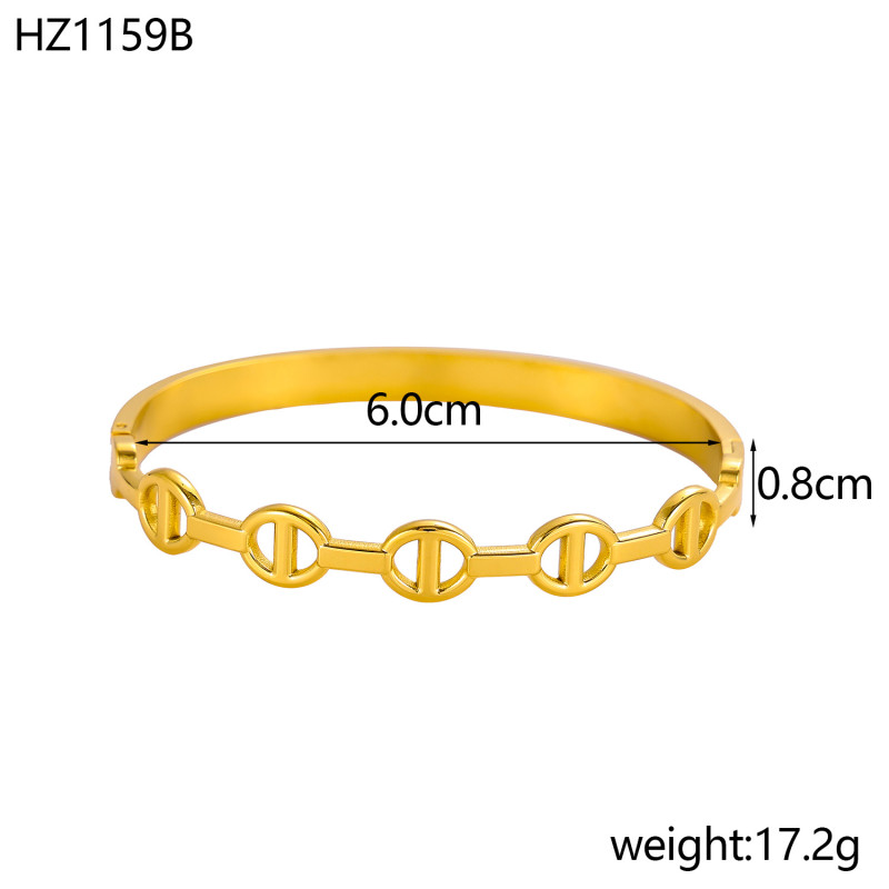 European and American Style Personality Bracelet for Women, Ins Pig Nose Bracelet, Minimalist Style Internet Celebrity Bracelet, Fashionable Geometric Stainless Steel Bracelet