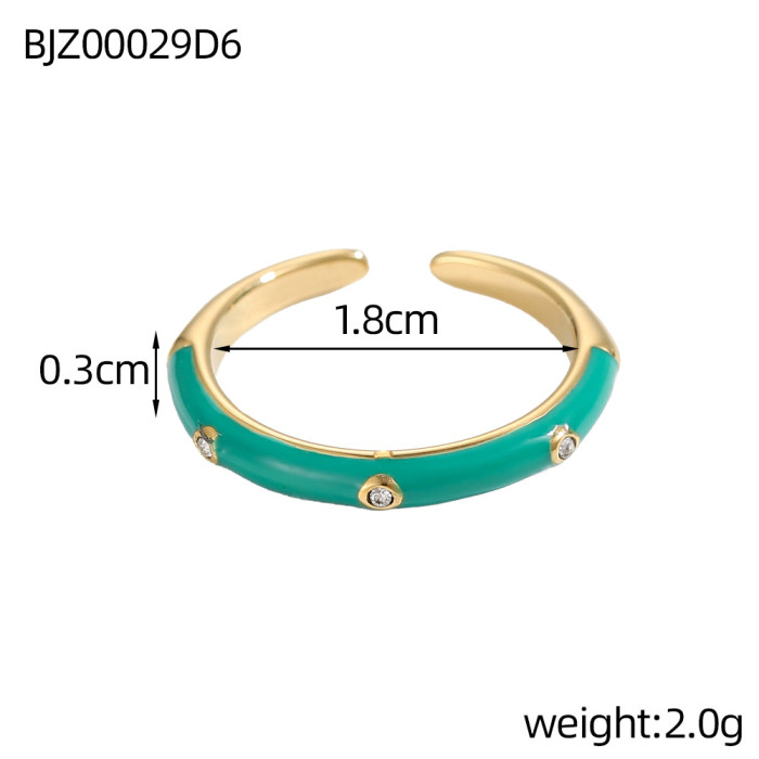 Ins Internet Celebrity Colorful Ring Fashion Versatile Micro Pave Zircon Super Fairy Oil Drop Ring for Women
