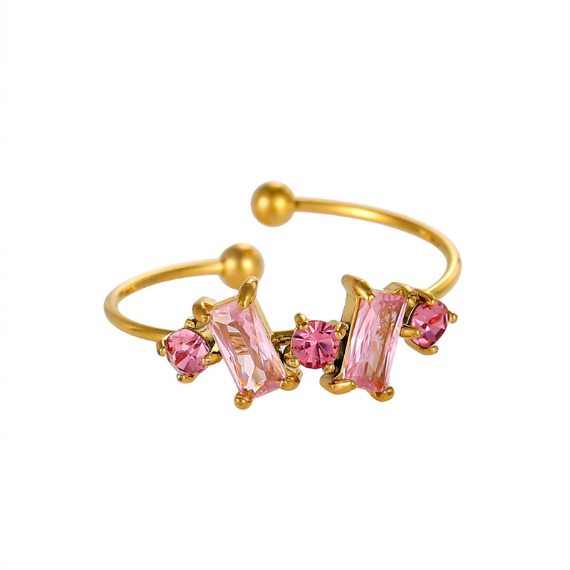 European and American Trend Micro Pave Zircon Geometric Ring Fresh and Unique Tail Ring Open Ring Accessories for Women