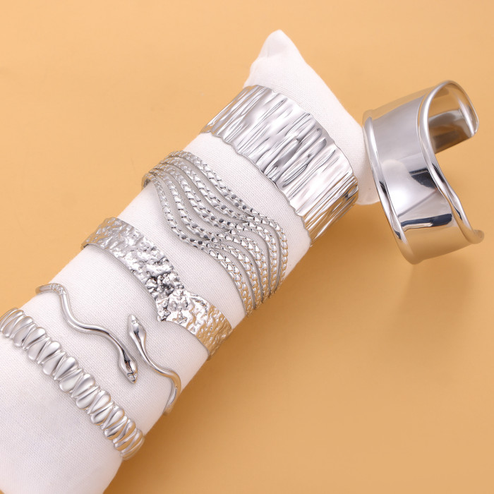 Hot Item Simple Hollow Silver Titanium Steel Bracelet Elegant Retro Classic High-End Feel Jewelry Wholesale