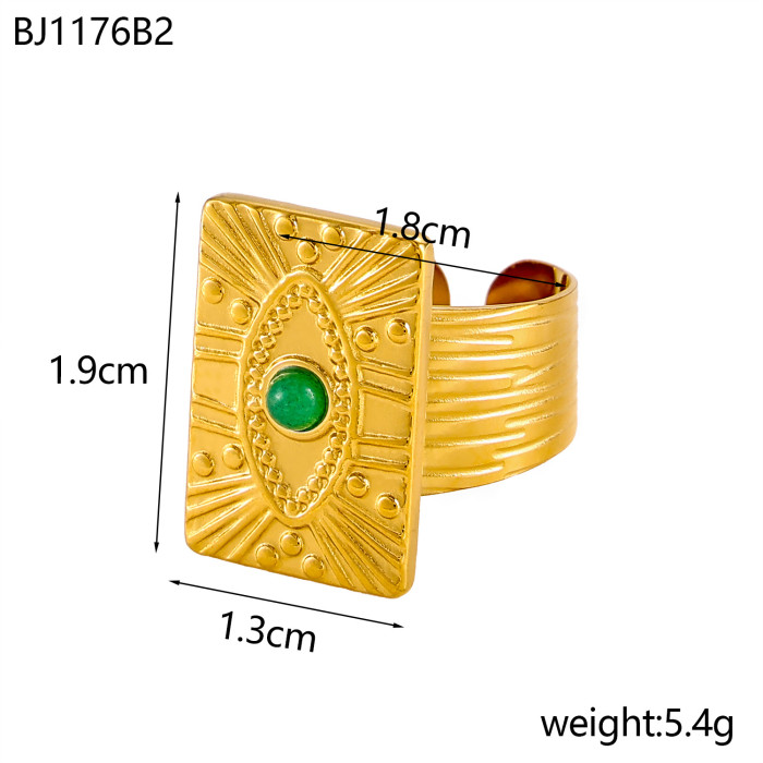Niche Style Popular Rings Stainless Steel Plated Summer Colorful Mother-of-Pearl Coconut Tree Square Sign Rings Whole...