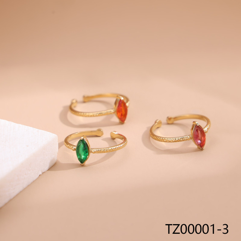 Cross-Border New Stainless Steel Inlaid Zircon Water Drop Ring European and American Versatile Titanium Steel Fashion Adjustable Women's Ring In Stock Wholesale