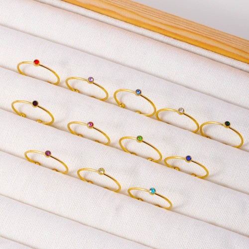 New Stainless Steel Ring for Women, Simple Round Diamond Cup, Niche Inlaid Diamond Ring, Cross-Border Zircon Hand Jewelry