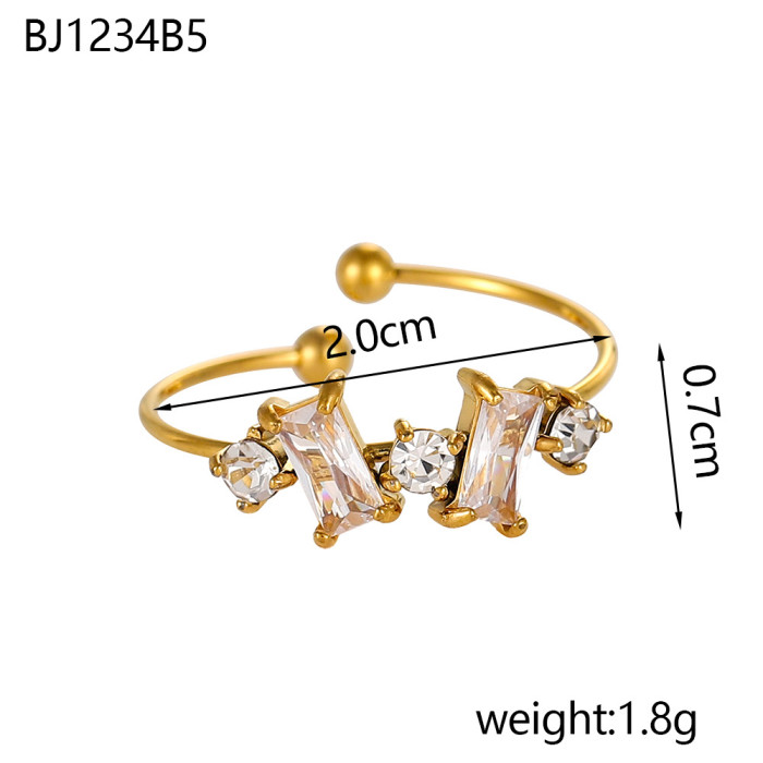 Trend Micro Pave Zircon Geometric Ring Fresh and Unique Tail Ring Open Ring Accessories for Women