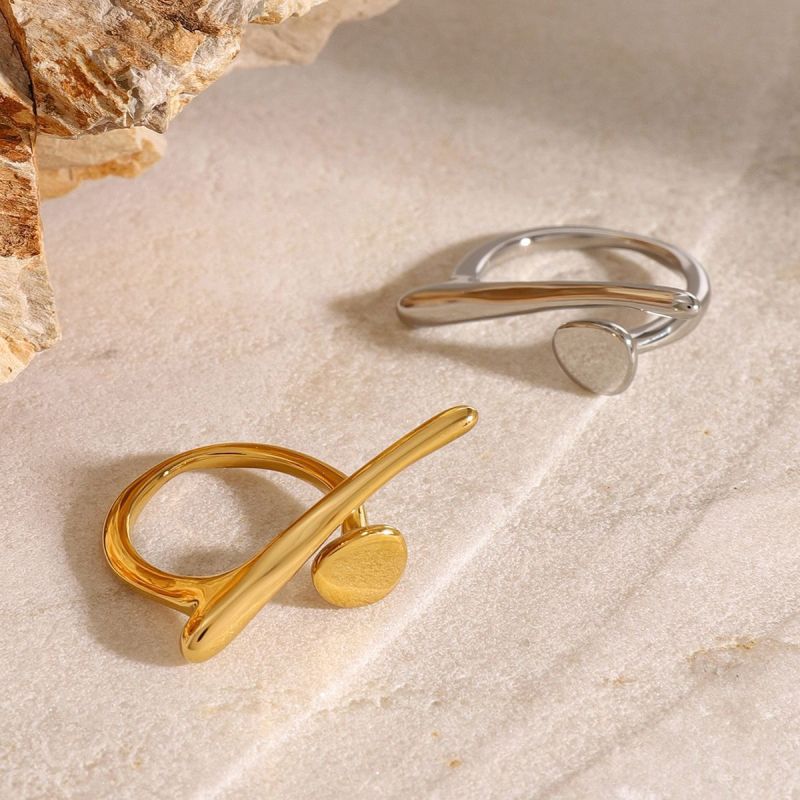 European and American Cross-Border Hot-Selling Stainless Steel Geometric Niche Design Ring Jewelry Wholesale