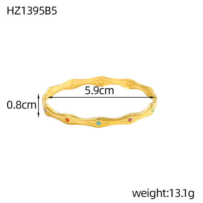 New Titanium Steel Rhombus Colorful Multi-Color Diamond Bracelet Fashion Trend Light Luxury Versatile Jewelry Wholesale