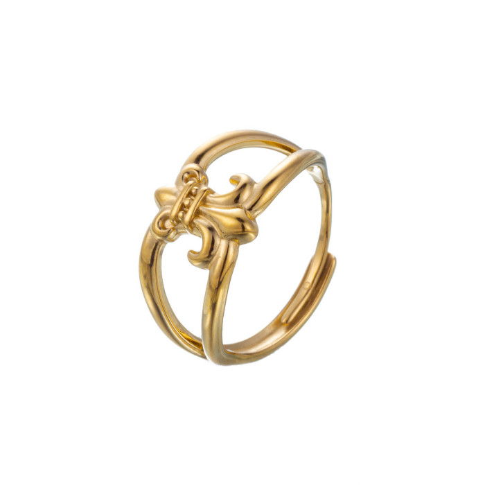 Fashion Simple Titanium Steel Hollow Geometric Line Ring for Women, Versatile and Non-Fading Open Jewelry Wholesale