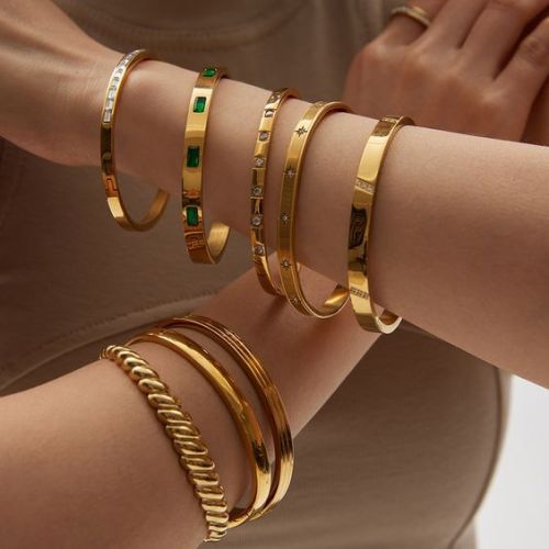 Cross-Border Stainless Steel Bracelet Titanium Steel 18K Vacuum Electroplating Non-Fading Jewelry Kajia Same Style Open Diamond Ins