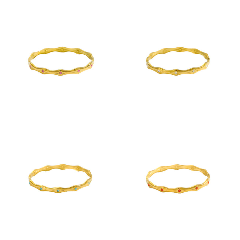 New Titanium Steel Rhombus Colorful Multi-Color Diamond Bracelet Fashion Trend Light Luxury Versatile Jewelry Wholesale