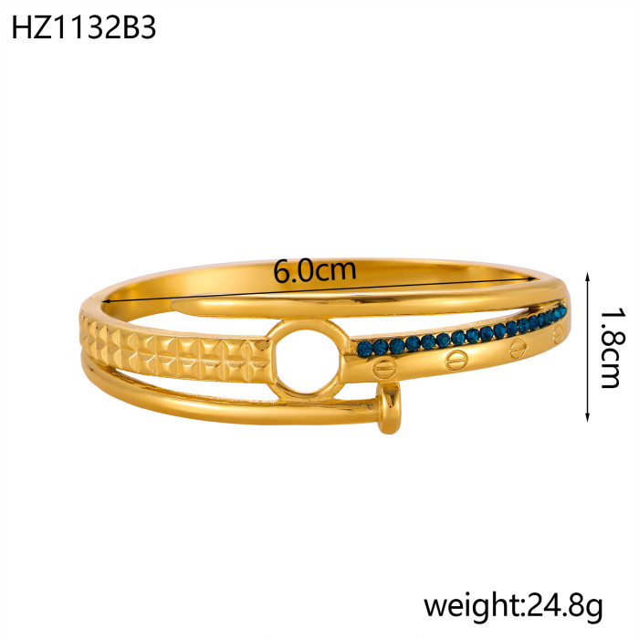 Hot-Selling Geometric Design Titanium Steel Bracelet for Women, Vintage French Bracelet, Long-Lasting Color