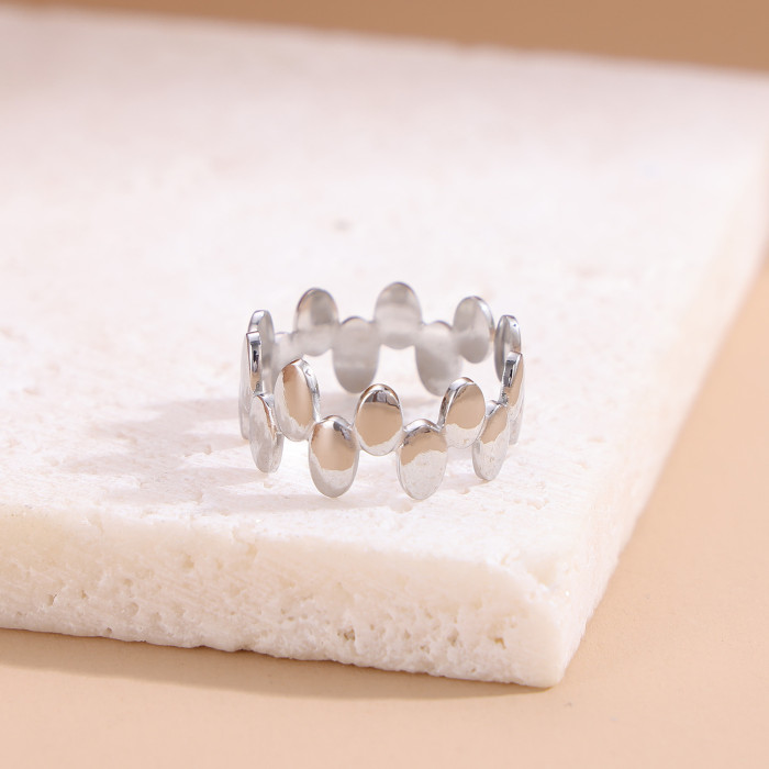 Fashion Simple Irregular Ring Niche Personality Design Leaf Stainless Steel Ring Adjustable Couple Ring