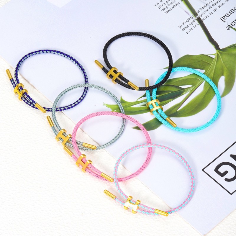 Niche H Buckle Steel Wire Bracelet Adjustable Titanium Steel 3D Hard Gold Bracelet Waterproof Sweatproof Jewelry Geometric