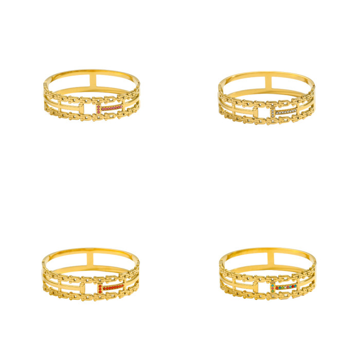 Hot-Selling Stainless Steel Minimalist U-Shaped Horseshoe Buckle Bracelet Vacuum Furnace Electroplated Bracelet Jewel...