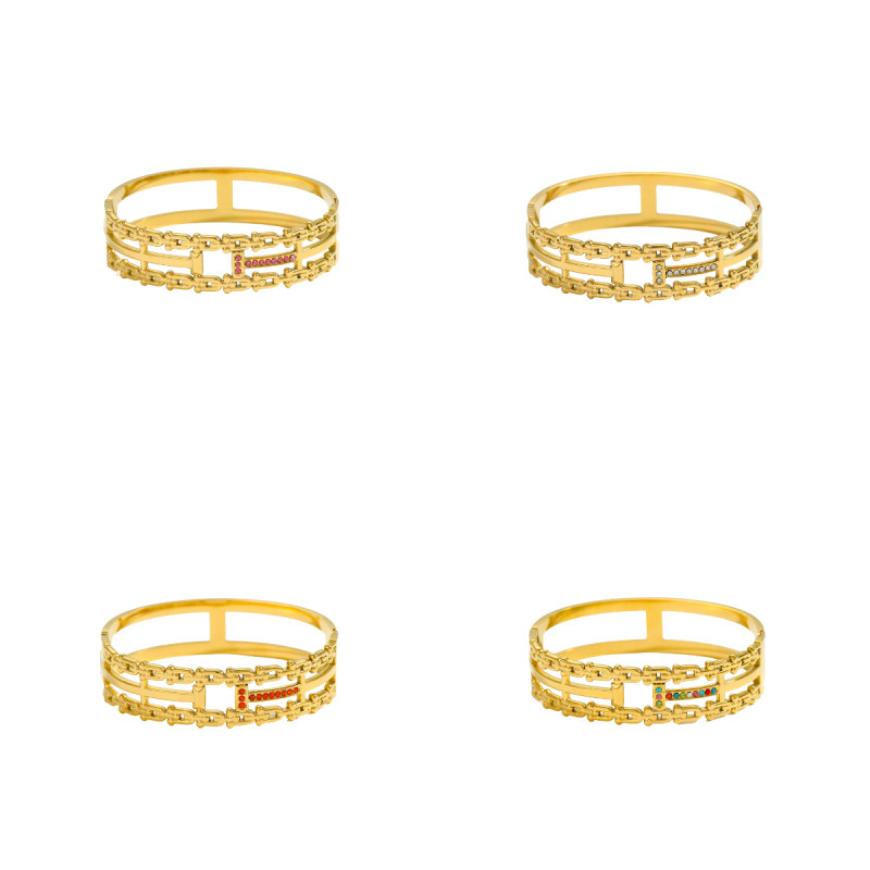 Cross-Border Hot-Selling Stainless Steel Minimalist U-Shaped Horseshoe Buckle Bracelet Vacuum Furnace Electroplated Bracelet Jewelry Wholesale