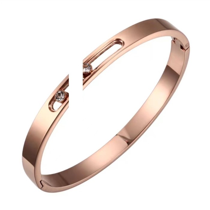 Overseas Cross-Border Exclusive Titanium Steel Bracelet Fashionable Personality Zircon Rotating Bracelet Bracelet Jewelry Wholesale