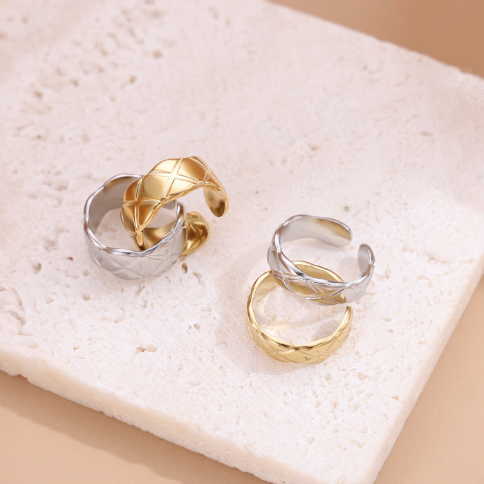 Fashion Simple Irregular Ring Niche Personality Design Leaf Stainless Steel Ring Adjustable Couple Ring