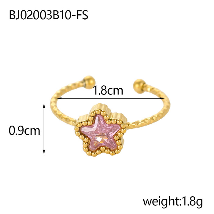 New Fashion Geometric Stone-Inlaid Ring Niche High-end Versatile Stainless Steel Ring Jewelry Wholesale