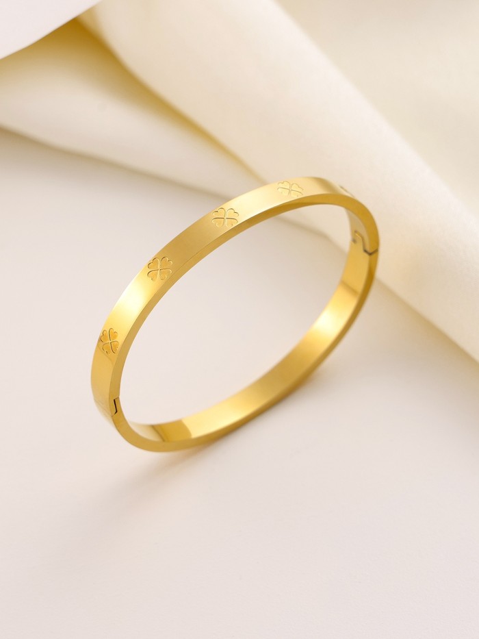 Stainless Steel Bracelet Titanium Steel 18K Vacuum Electroplating Non-Fading Jewelry Kajia Same Style Open Stone Ins