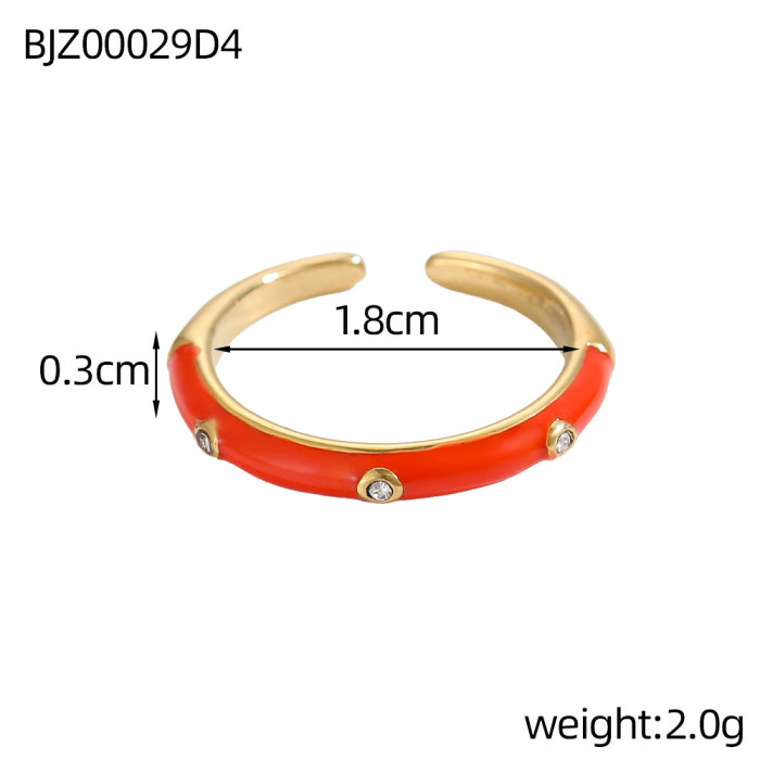 Ins Internet Celebrity Colorful Ring Fashion Versatile Micro Pave Zircon Super Fairy Oil Drop Ring for Women