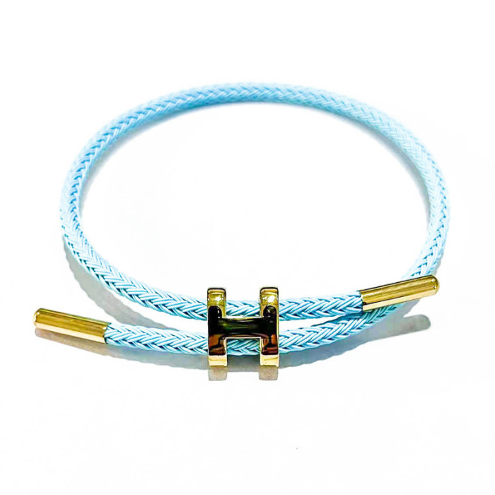 Niche H Buckle Steel Wire Bracelet Adjustable Titanium Steel 3D Hard Gold Bracelet Waterproof Sweatproof Jewelry Geom...
