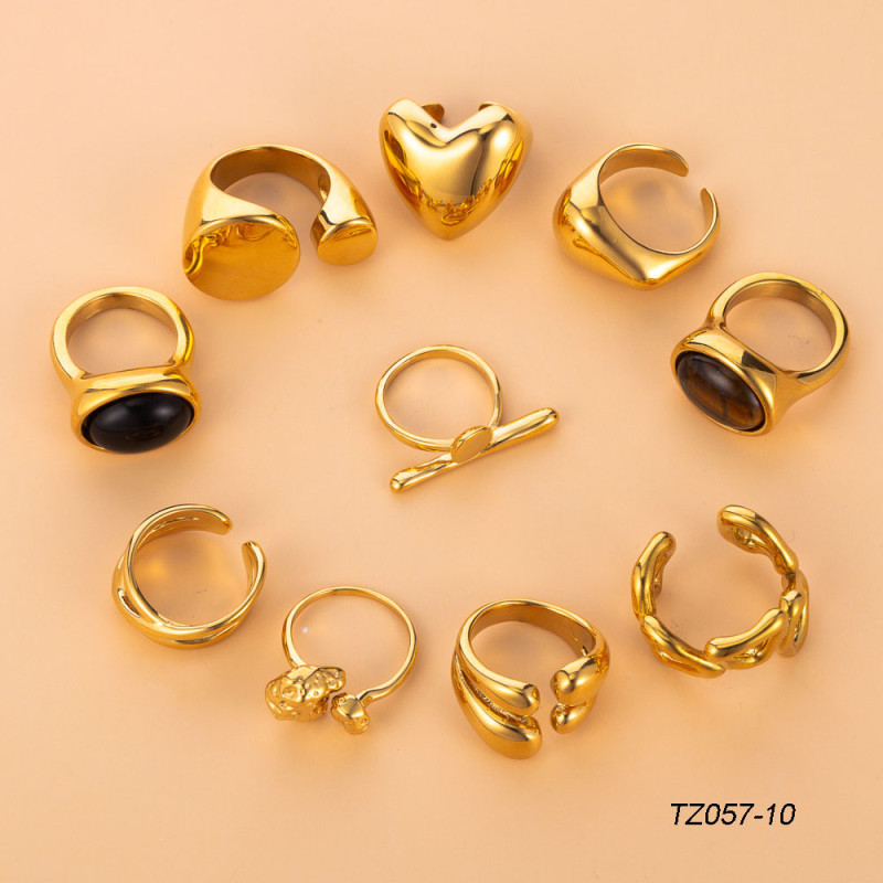 European and American Cross-Border Titanium Steel Ring Exaggerated Personality Stainless Steel Casting Vacuum Electroplating Large and Small Round Cut Open Ring