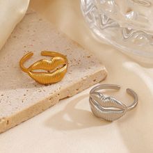 European and American Fashion Hollow Stainless Steel Ring Niche Design Open Lip Ring Jewelry Wholesale