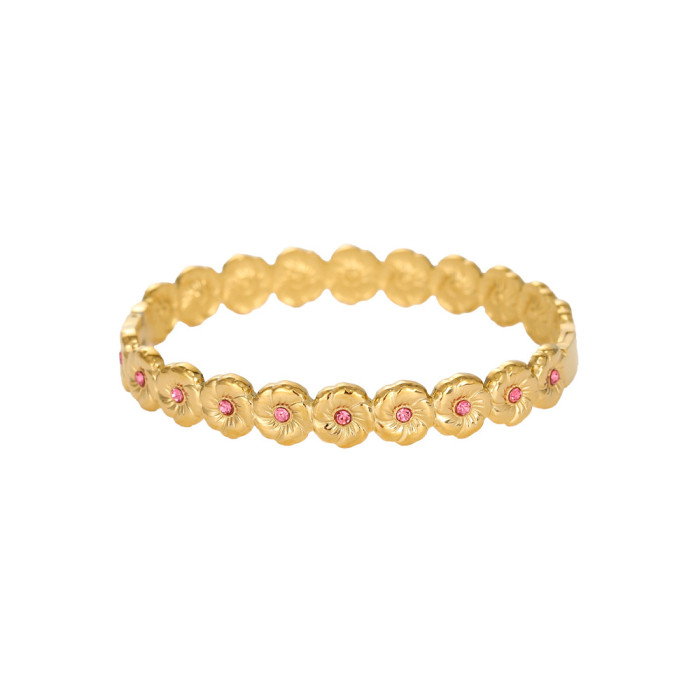 Fashion Fully Stone-Set Smiley Face Bracelet for Women, Light Luxury INS Personality Gold Bracelet Jewelry Wholesale