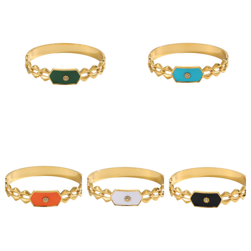European and American Fashion Diamond-Shaped Bracelet High-End Gold-Plated Non-Fading Stainless Steel Jewelry Wholesale