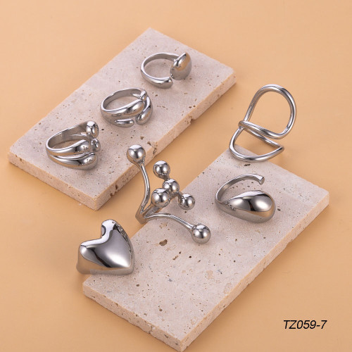 European and American Fashion Personality Jewelry Stainless Steel Round Ball Geometric Titanium Steel Casting Ring Steel Color Women's Accessories Wholesale