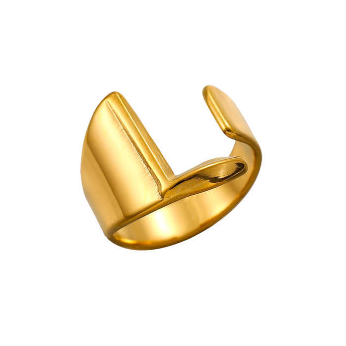 26 English Alphabet Rings for Women, Adjustable Open Rings, Fashionable Style, Trendy Internet Celebrity Ins Style Ri...