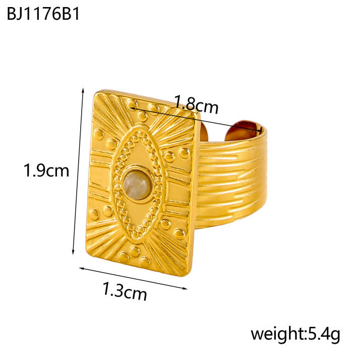 Niche Style Popular Rings Stainless Steel Plated Summer Colorful Mother-of-Pearl Coconut Tree Square Sign Rings Whole...