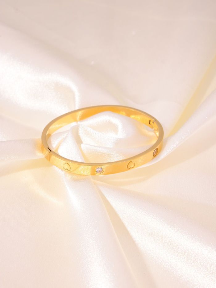 Stainless Steel Bracelet Titanium Steel 18K Vacuum Electroplating Non-Fading Jewelry Kajia Same Style Open Stone Ins
