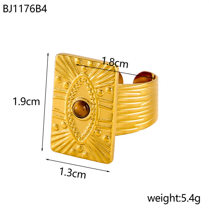 Niche Style Popular Rings Stainless Steel Plated Summer Colorful Mother-of-Pearl Coconut Tree Square Sign Rings Whole...