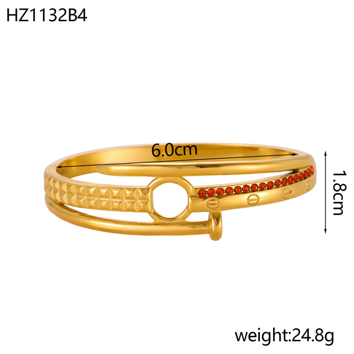 Hot-Selling Geometric Design Titanium Steel Bracelet for Women, Vintage French Bracelet, Long-Lasting Color
