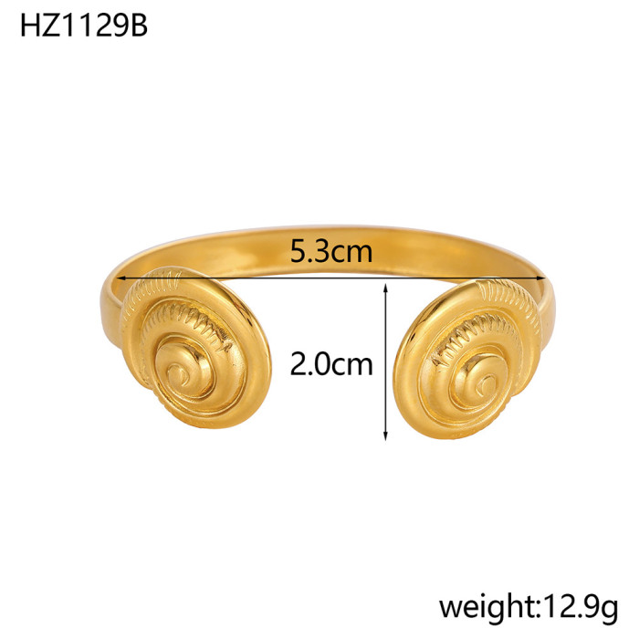 Hot-Selling Ocean Style Stainless Steel Open Bracelet Summer Beach Shell Starfish Conch Crab Bracelet