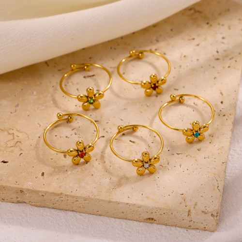 European and American Style Jewelry High-End Niche Open Design Flower Bowknot Ring for Women Stainless Steel Ring