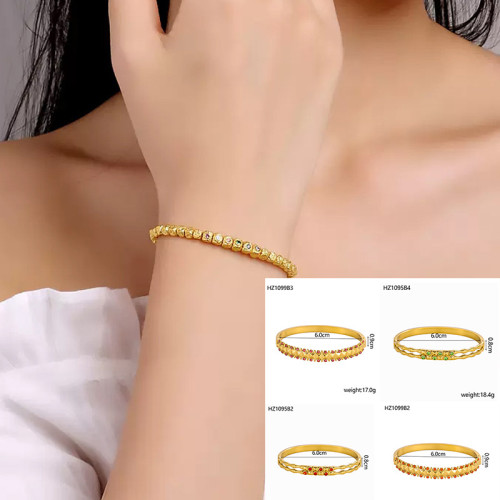 Handmade Gold Inlaid Gemstone Hammered Sugar Cube Zircon DIY Bracelet Versatile Women's Bracelet Jewelry Wholesale