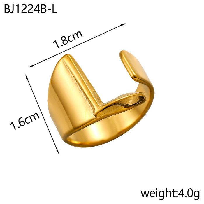 26 English Alphabet Rings for Women, Adjustable Open Rings, Fashionable Style, Trendy Internet Celebrity Ins Style Ri...