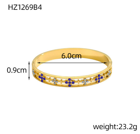 New Fashion Colorful Zircon Stainless Steel Women's Bracelet Fashion Semi-Hollow Pattern Bracelet Jewelry