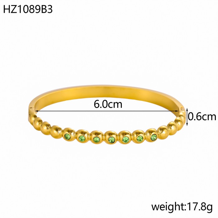 Handmade Gold Inlaid Gemstone Hammered Sugar Cube Zircon DIY Bracelet Versatile Women's Bracelet Jewelry Wholesale
