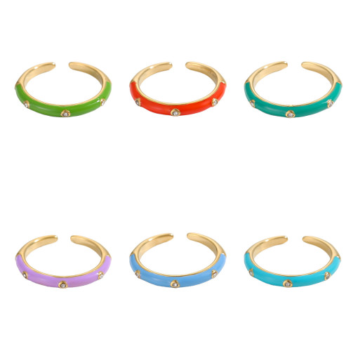 Ins Internet Celebrity Colorful Ring Fashion Versatile Micro Pave Zircon Super Fairy Oil Drop Ring for Women
