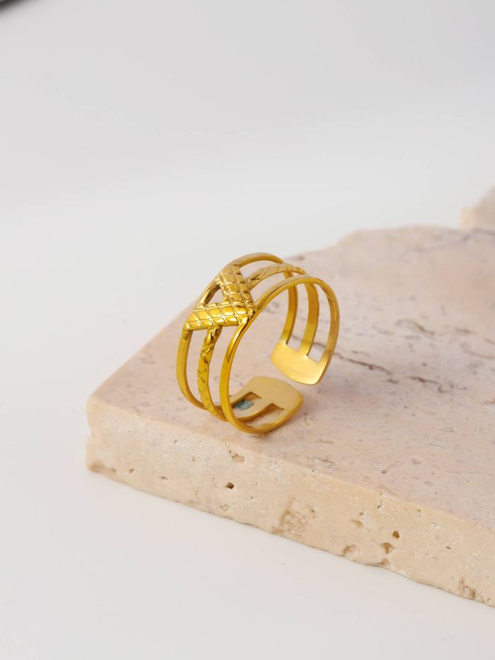 Fashion Simple Stone Light Luxury Unisex Stainless Steel Ring Jewelry Wholesale Exquisite Minimalist Thin Band