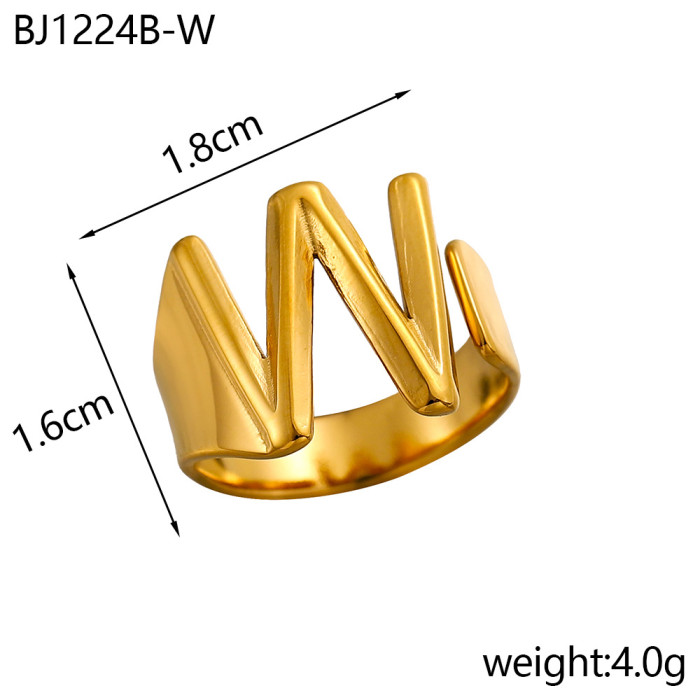 26 English Alphabet Rings for Women, Adjustable Open Rings, Fashionable Style, Trendy Internet Celebrity Ins Style Ri...