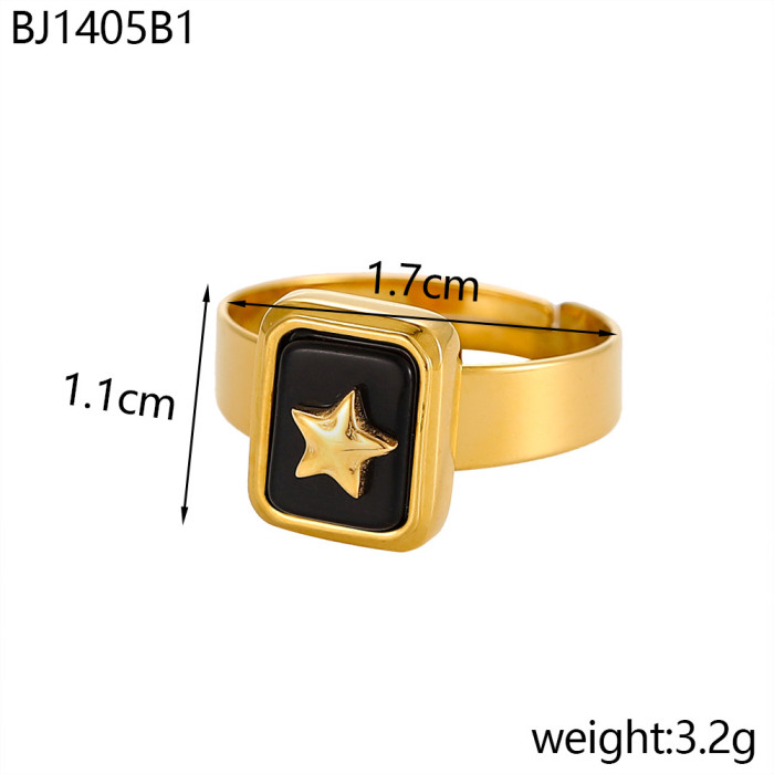 Niche Style Popular Rings Stainless Steel Plated Summer Colorful Mother-of-Pearl Coconut Tree Square Sign Rings Whole...