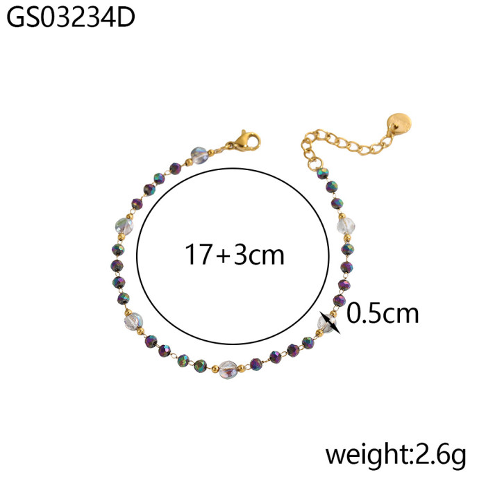 New Handmade Colorful Braided Rope Stainless Steel INS Light Luxury Multi-Pendant High-End Natural Stone Bracelet Jew...