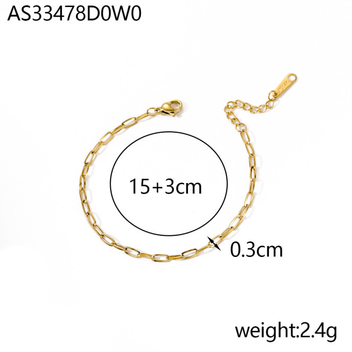 Plated Stainless Steel Simple Women's Figaro Chain Box Chain Braided Chain Bracelet Jewelry Wholesale, Necklaces