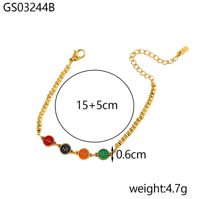New Handmade Colorful Braided Rope Stainless Steel INS Light Luxury Multi-Pendant High-End Natural Stone Bracelet Jew...