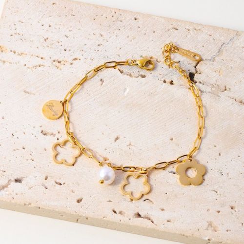 European and American Hot-Selling Handmade Fashion Simple Women's Stainless Steel Flower Bracelet Daily Versatile Jewelry Wholesale